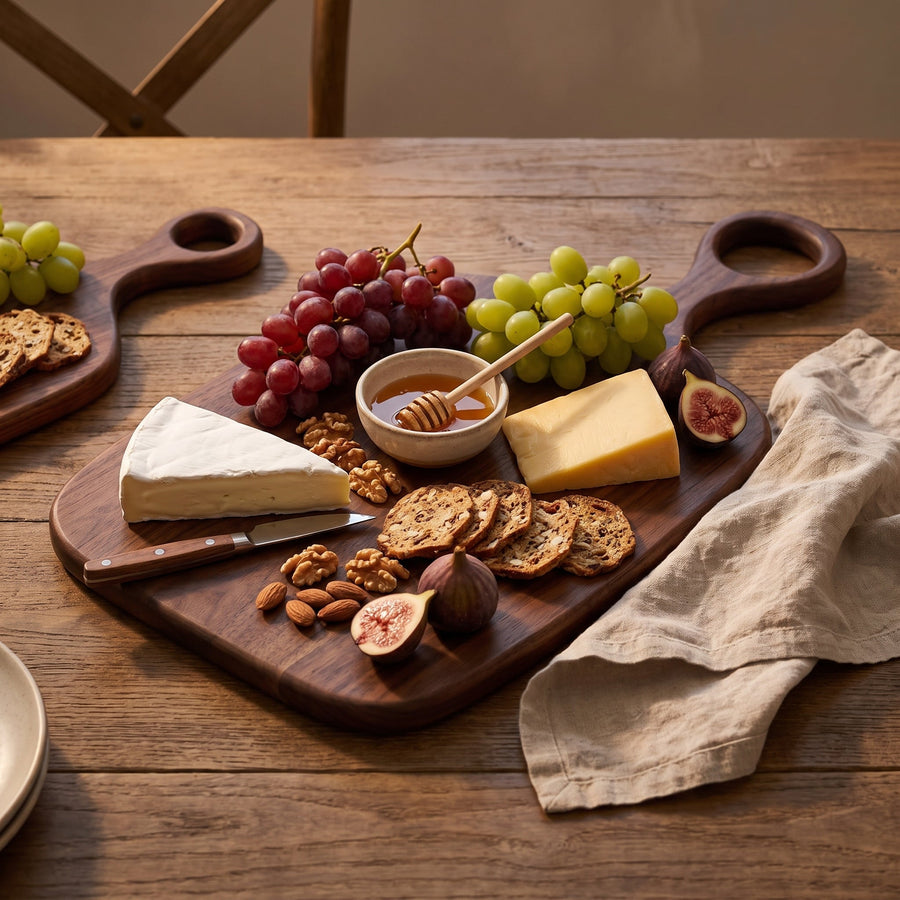 Charcuterie-Brett-Set aus Walnussholz – 2-teilig