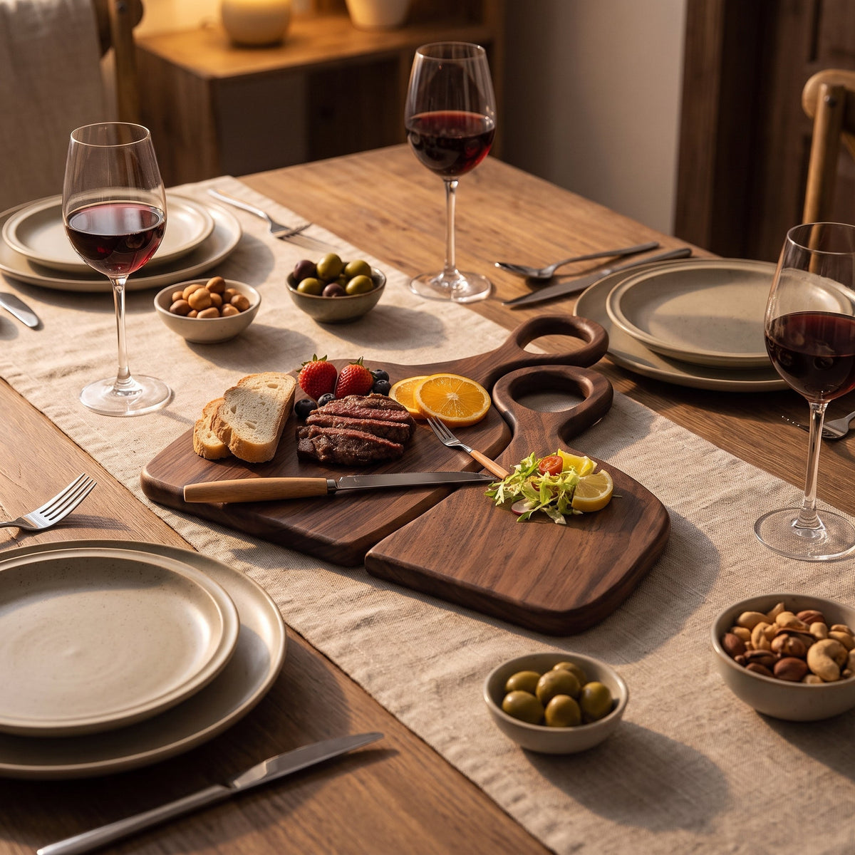 Charcuterie-Brett-Set aus Walnussholz – Bild 4