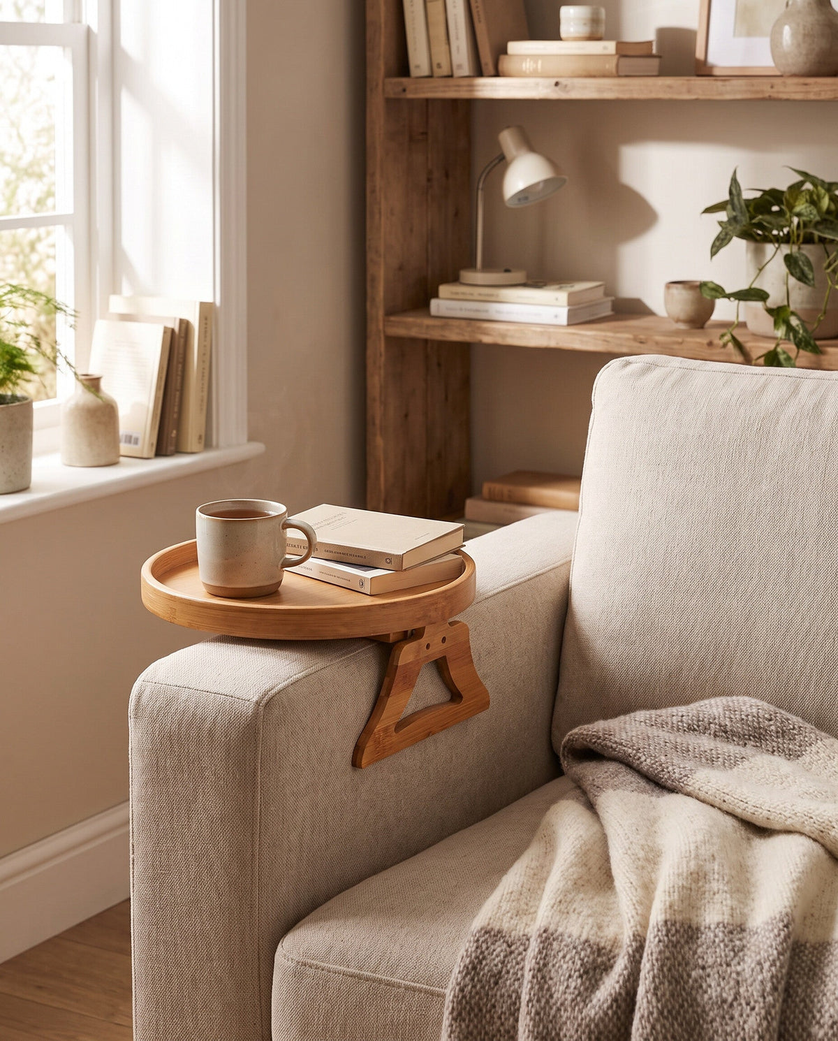Sofa-Armlehnen-Tablett aus Holz – Bild 4